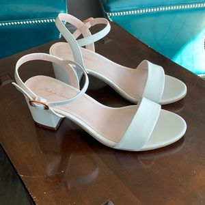 Kids, white leather dress open toe shoe